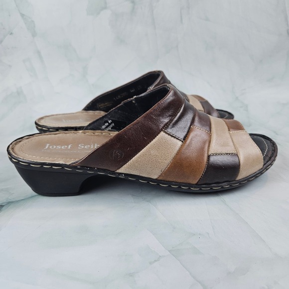 Josef Seibel‎ patchwork leather open toed slip ons, size EU40 - Picture 1 of 8